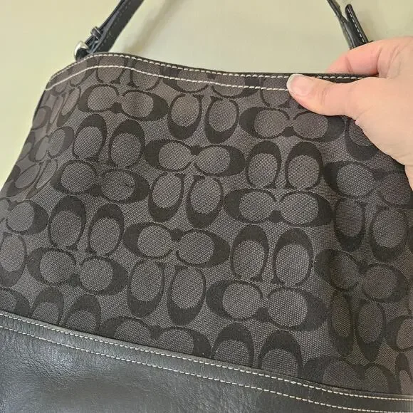 Vintage Coach Signature Hobo Bucket Shoulder Bag Black Leather Y2K - Picture 10 of 10